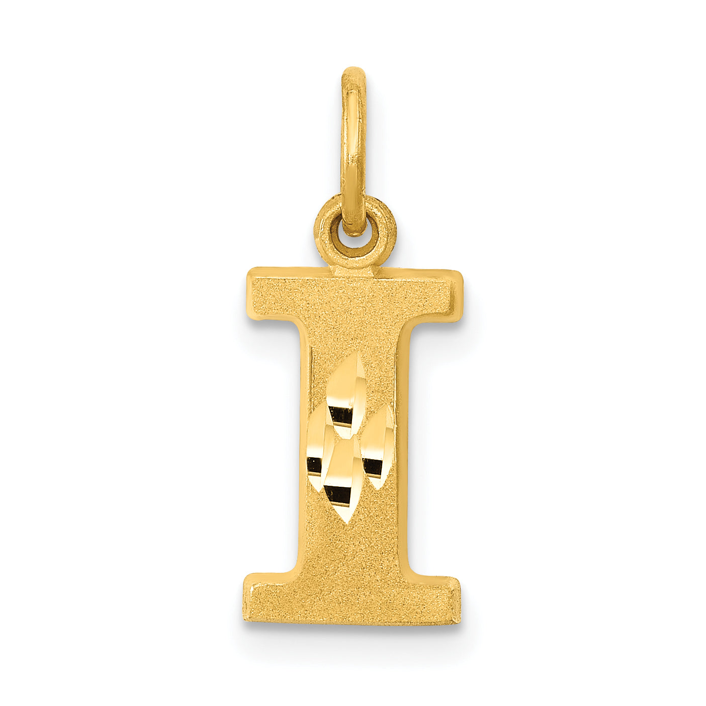 14KY Satin Diamond-cut Letter I Initial Charm Main image