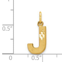 14K Yellow Gold Diamond-Cut Satin Letter J Charm  Elegant & Textured
