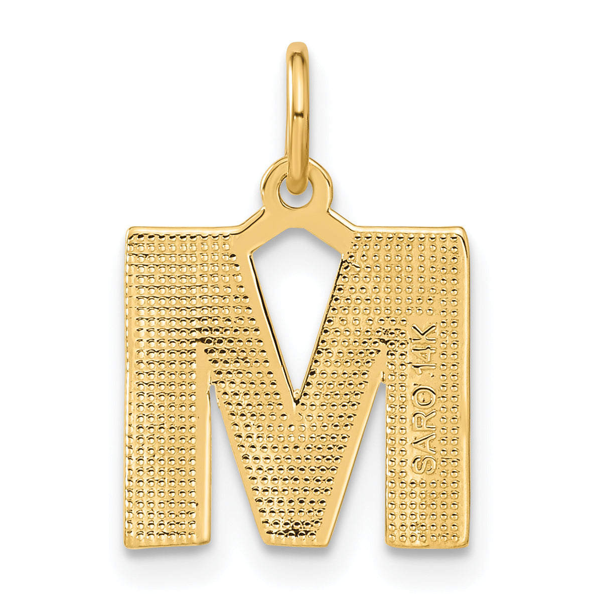 14K Yellow Gold Satin Diamond-Cut Initial M Charm  Elegant & Polished