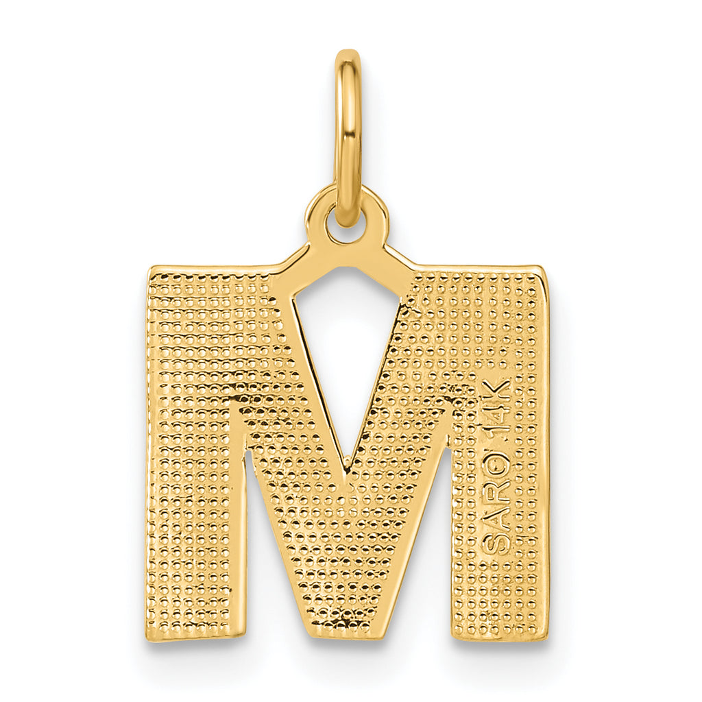 14K Yellow Gold Satin Diamond-Cut Initial M Charm  Elegant & Polished