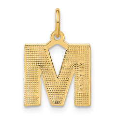 14K Yellow Gold Satin Diamond-Cut Initial M Charm  Elegant & Polished