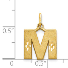 14K Yellow Gold Satin Diamond-Cut Initial M Charm  Elegant & Polished
