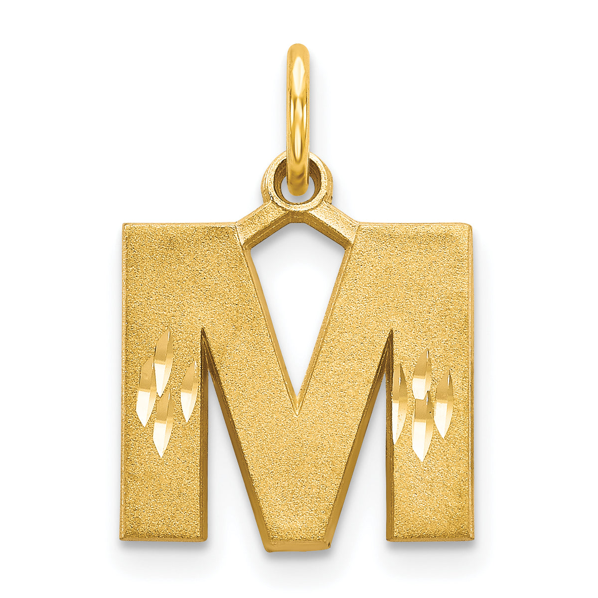 14KY Satin Diamond-cut Letter M Initial Charm