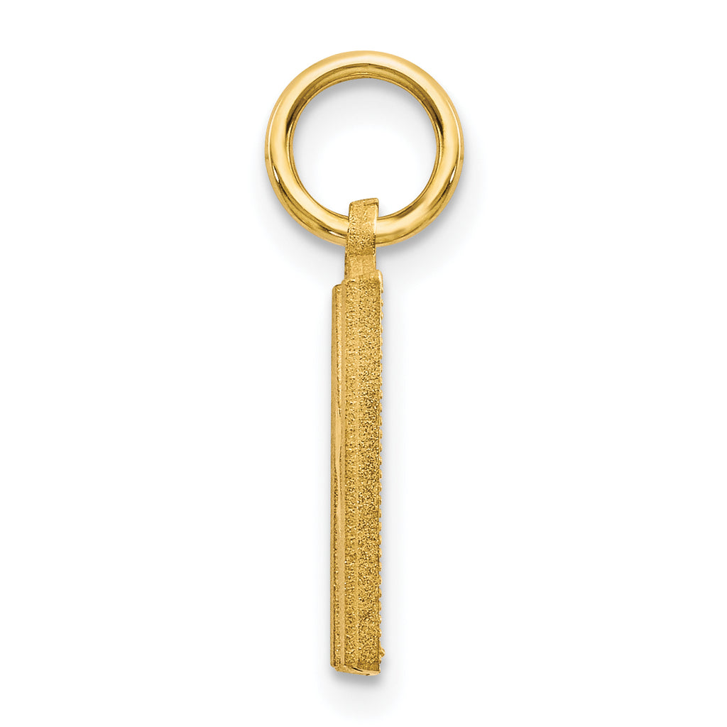 14K Gold Satin Diamond-Cut Letter N Initial Charm  Elegant Sandblasted Finish