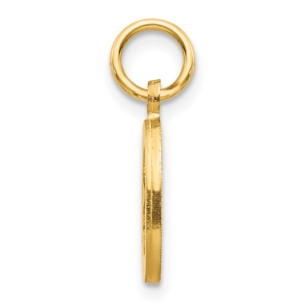 14K Yellow Gold Satin Diamond-Cut Letter O Charm  Elegant Personalized Pendant
