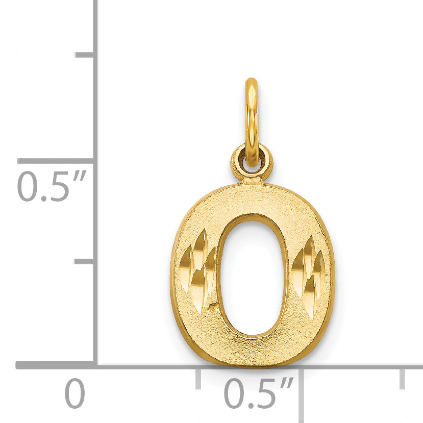 14K Yellow Gold Satin Diamond-Cut Letter O Charm  Elegant Personalized Pendant