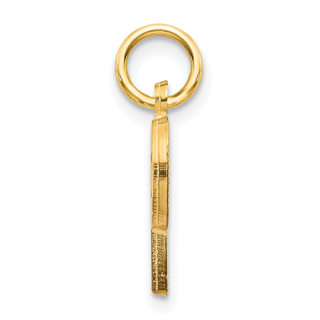 14K Yellow Gold Satin Diamond-Cut Letter P Charm Elegant Sandblasted Finish