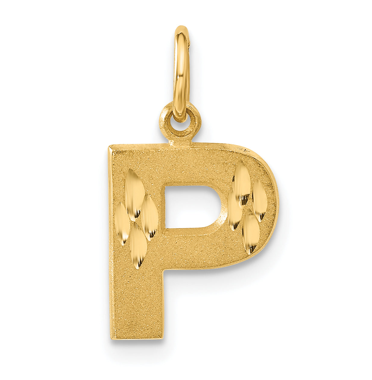 14KY Satin Diamond-cut Letter P Initial Charm Main image