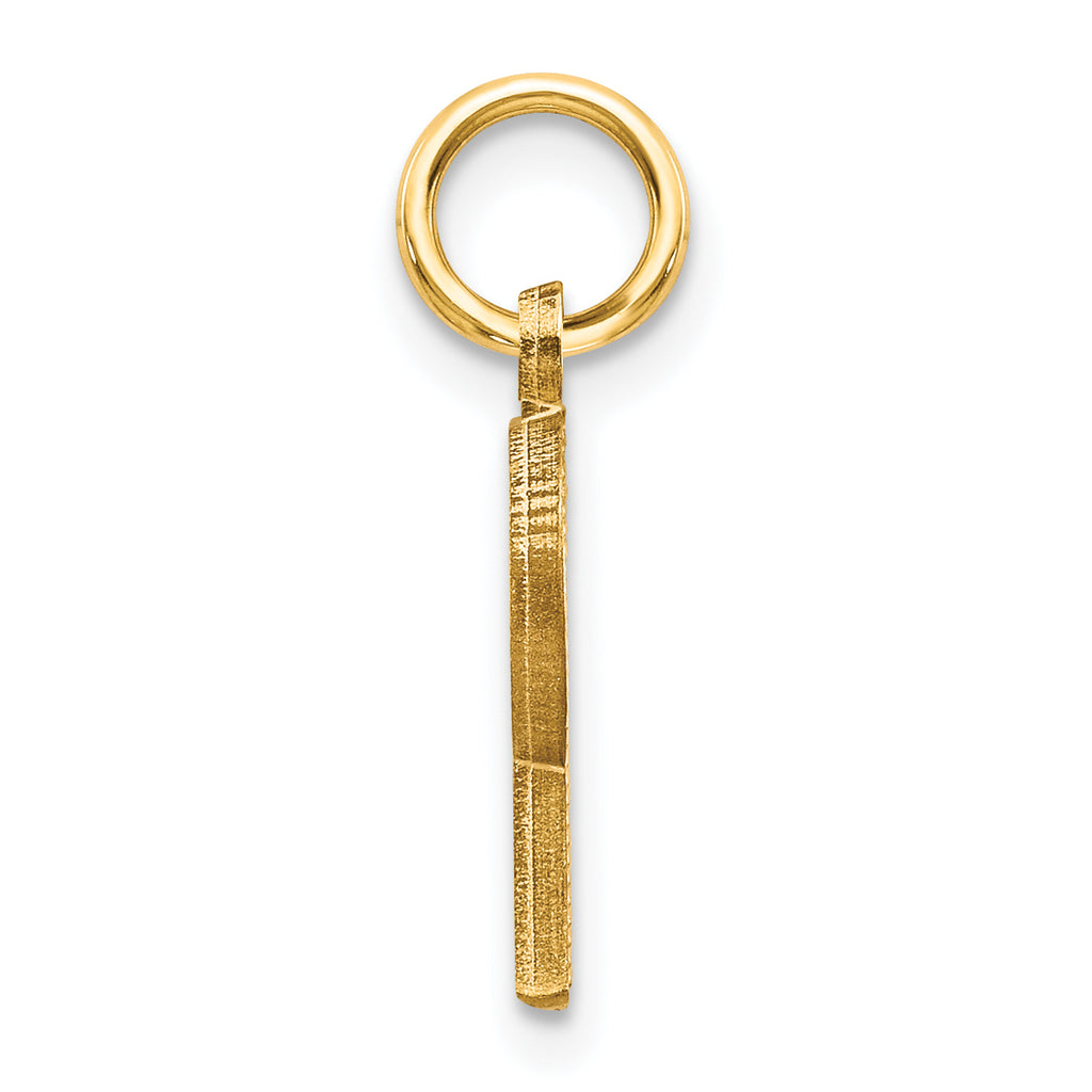 14K Yellow Gold Satin Diamond-Cut Letter R Charm with Sandblasted Finish