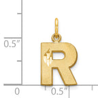 14K Yellow Gold Satin Diamond-Cut Letter R Charm with Sandblasted Finish
