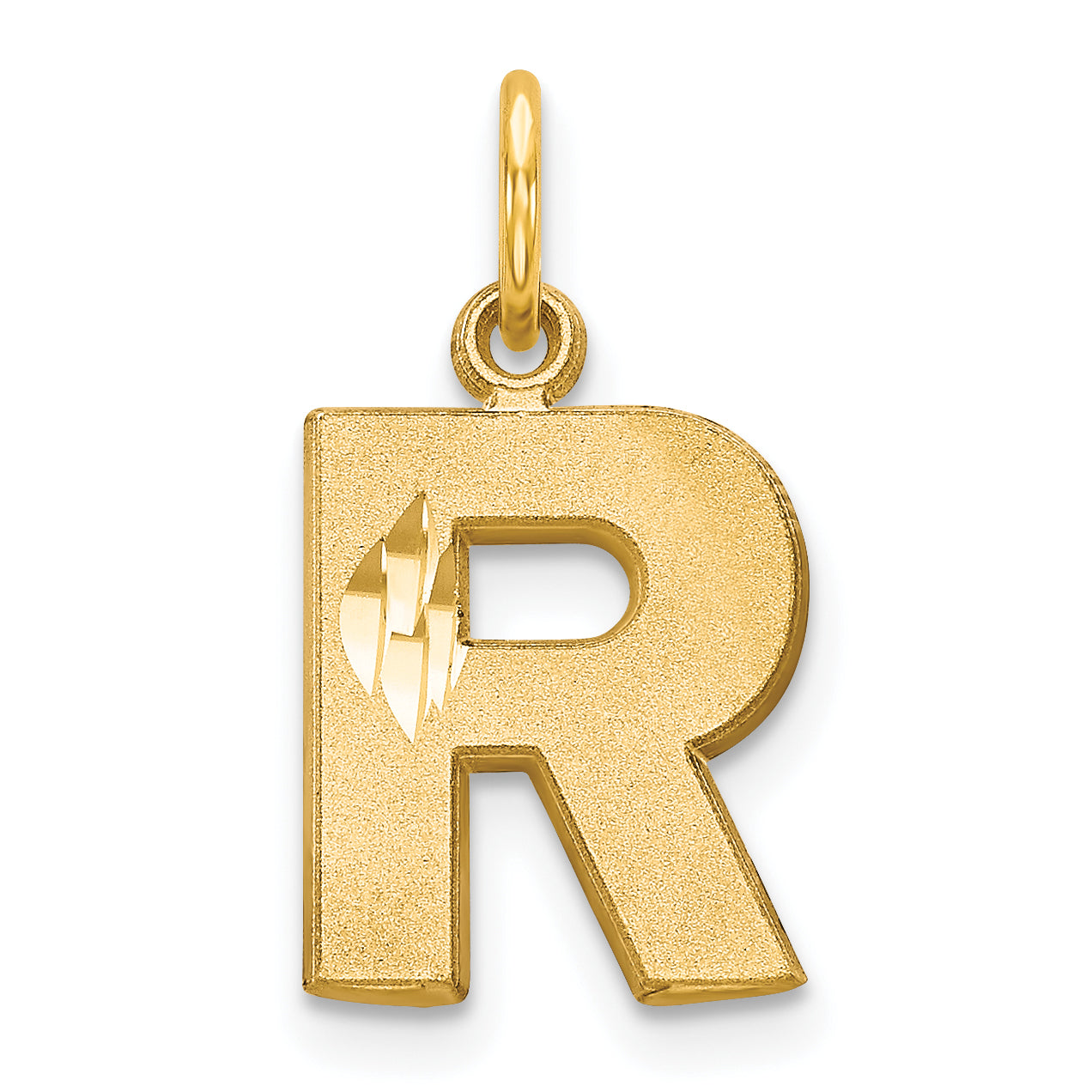 14KY Satin Diamond-cut Letter R Initial Charm Main image