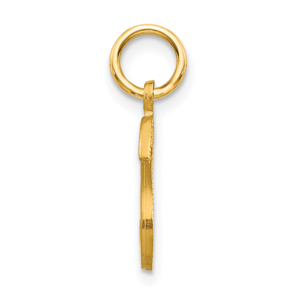 14K Yellow Gold Satin Diamond-Cut Letter S Charm  Elegant Sandblasted Finish