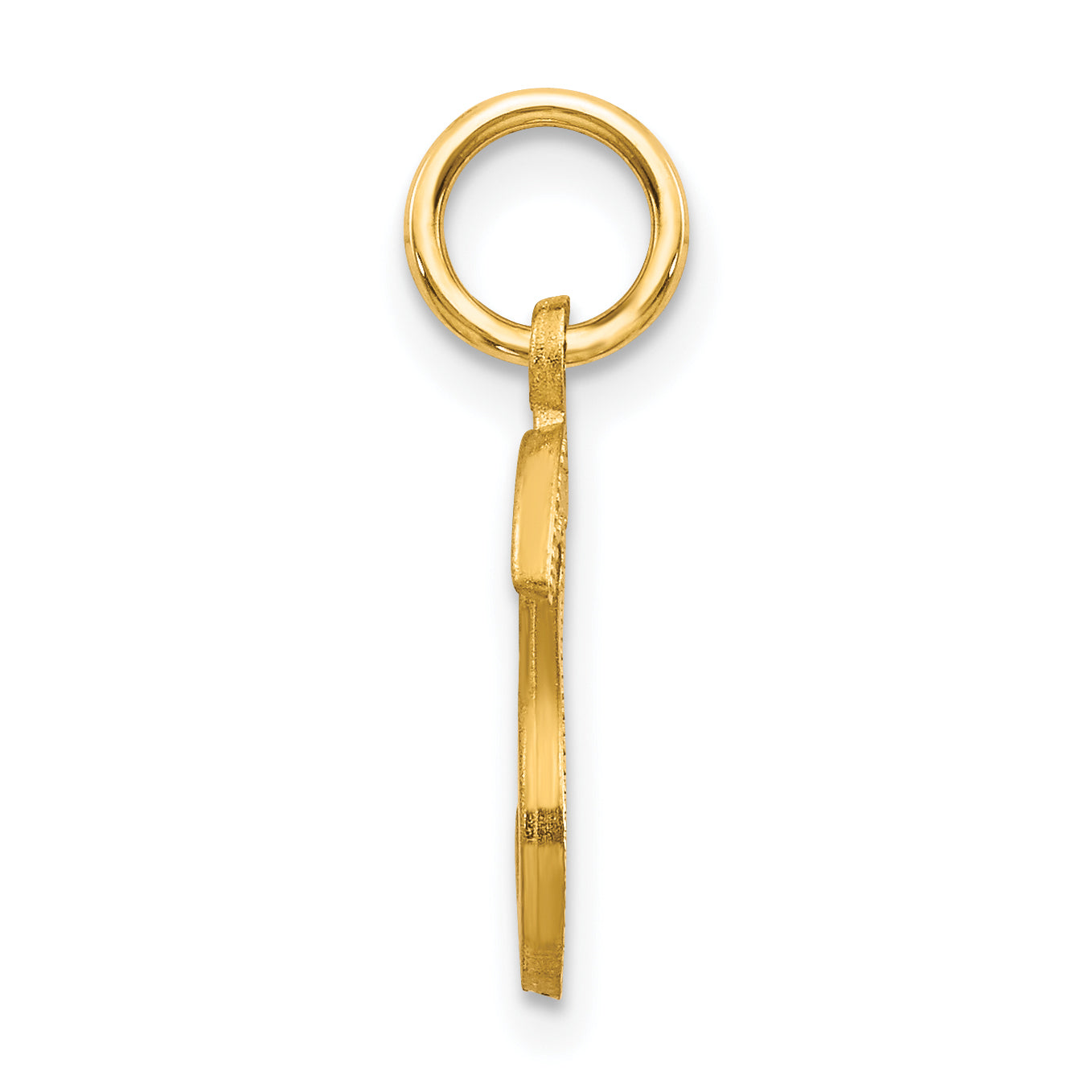 14K Yellow Gold Satin Diamond-Cut Letter S Charm  Elegant Sandblasted Finish