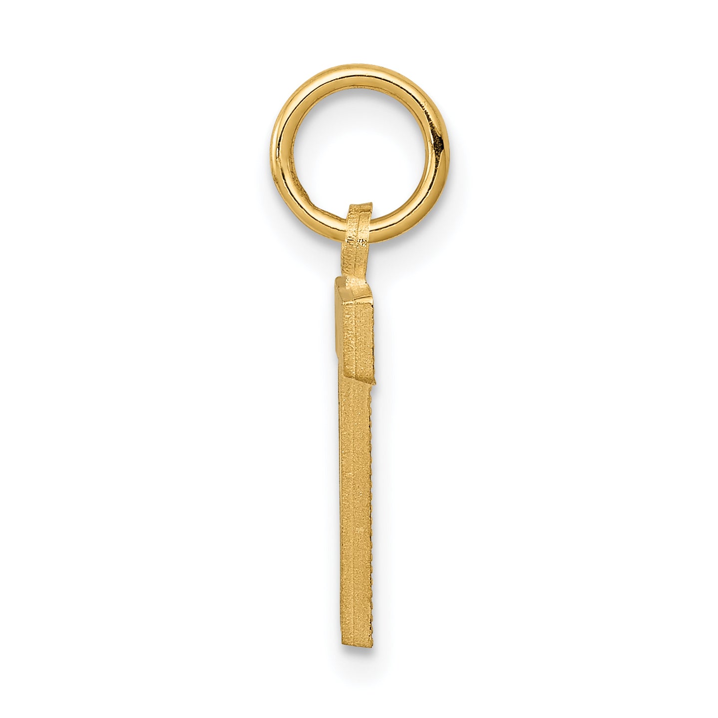 14K Yellow Gold Satin Diamond-Cut Letter T Charm