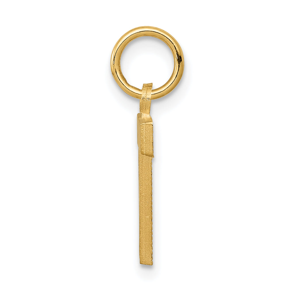 14K Yellow Gold Satin Diamond-Cut Letter T Charm