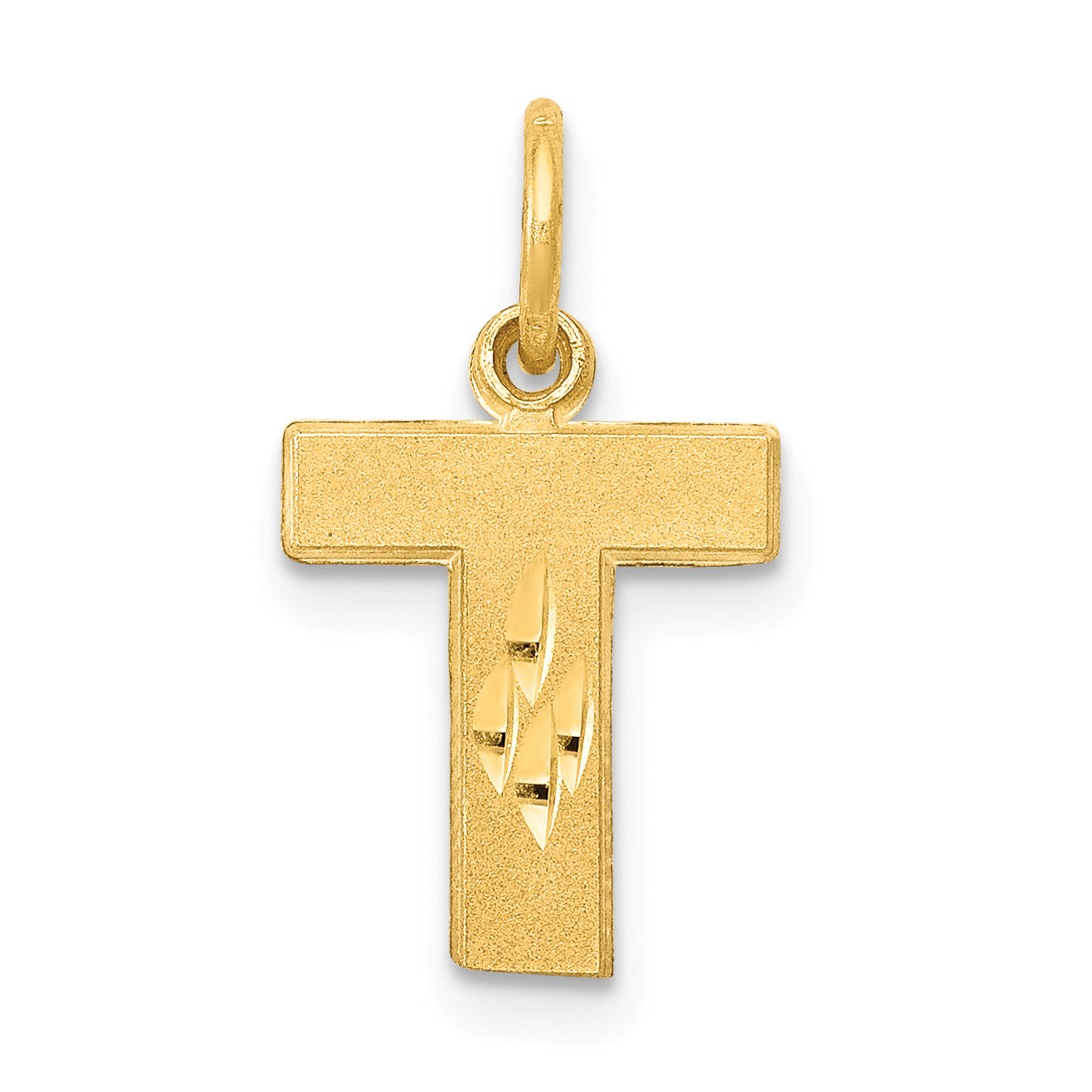 14KY Satin Diamond-cut Letter T Initial Charm Main image