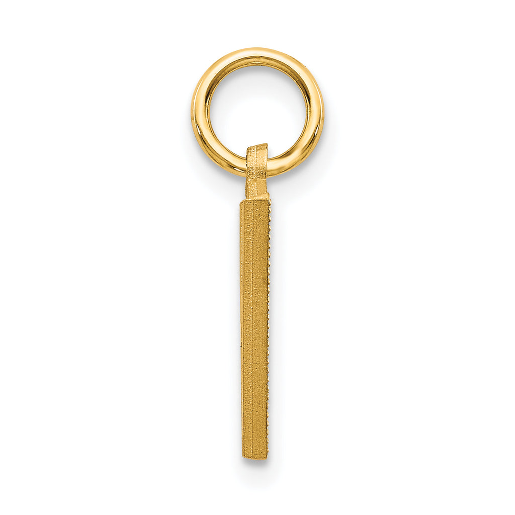 14K Yellow Gold Satin Diamond-Cut Letter V Charm Elegantly Themed