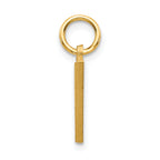 14K Yellow Gold Satin Diamond-Cut Letter V Charm Elegantly Themed