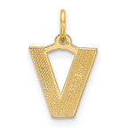 14K Yellow Gold Satin Diamond-Cut Letter V Charm Elegantly Themed