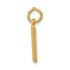 14K Yellow Gold Satin Brushed W Initial Charm with Diamond-Cut Detailing