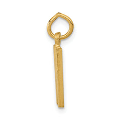 14K Yellow Gold Satin Brushed W Initial Charm with Diamond-Cut Detailing