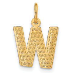 14K Yellow Gold Satin Brushed W Initial Charm with Diamond-Cut Detailing