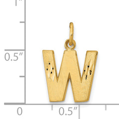 14K Yellow Gold Satin Brushed W Initial Charm with Diamond-Cut Detailing