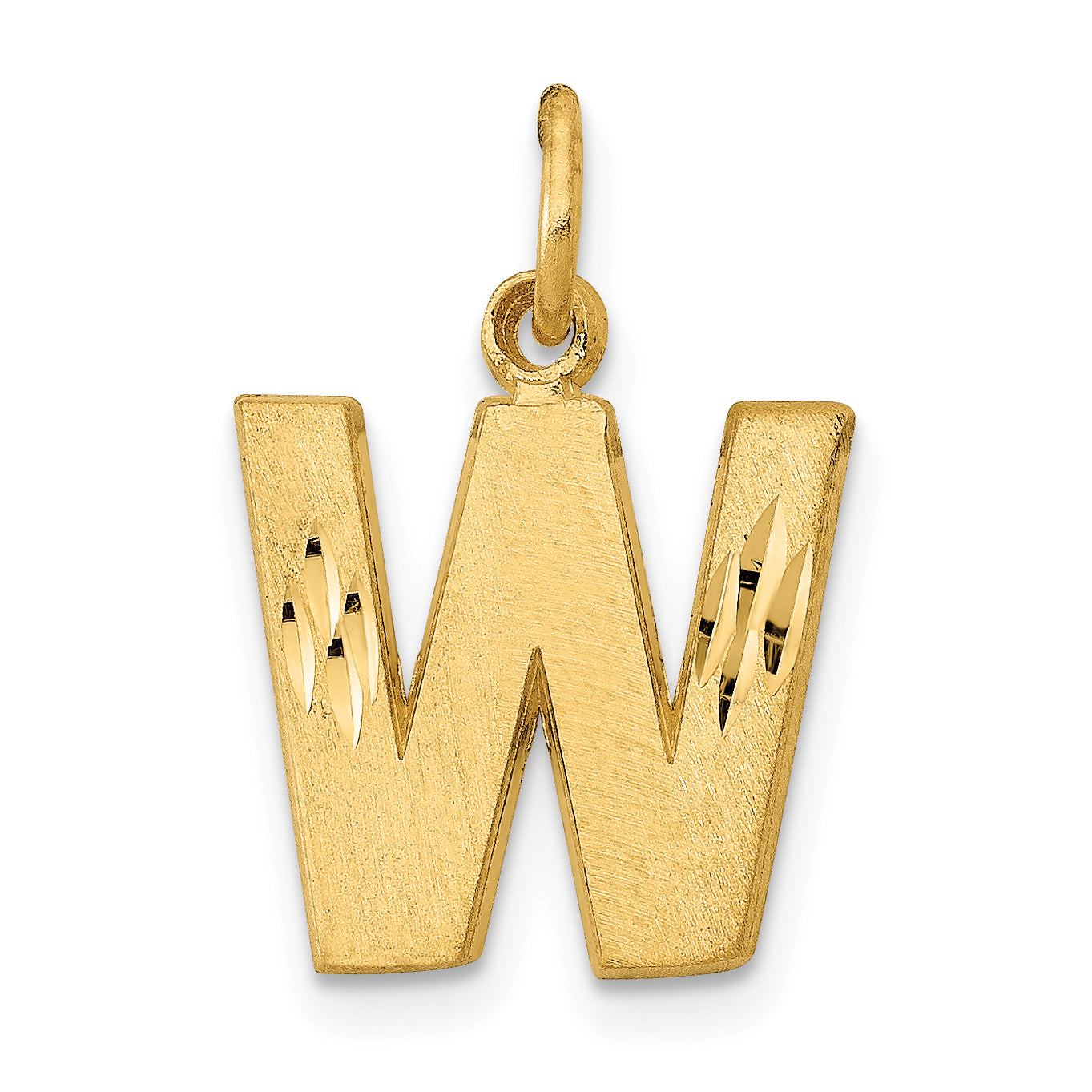 14KY Satin Diamond-cut Letter W Initial Charm Main image