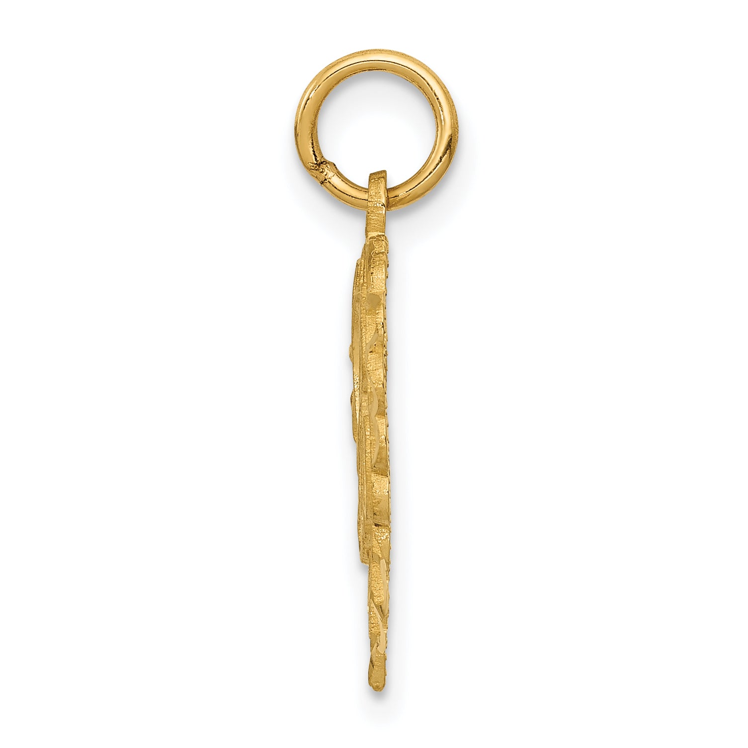 14K Yellow Gold Diamond-Cut Heart Letter A Charm  Elegant Casted Design