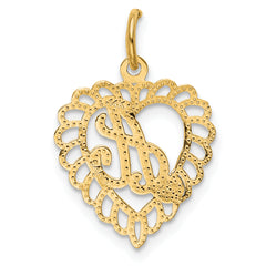 14K Yellow Gold Diamond-Cut Heart Letter A Charm  Elegant Casted Design