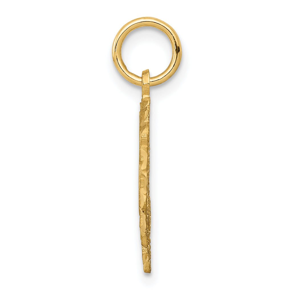 14K Gold Heart Letter B Charm with Diamond-Cut Sandblasted Finish Elegant and Timeless Design