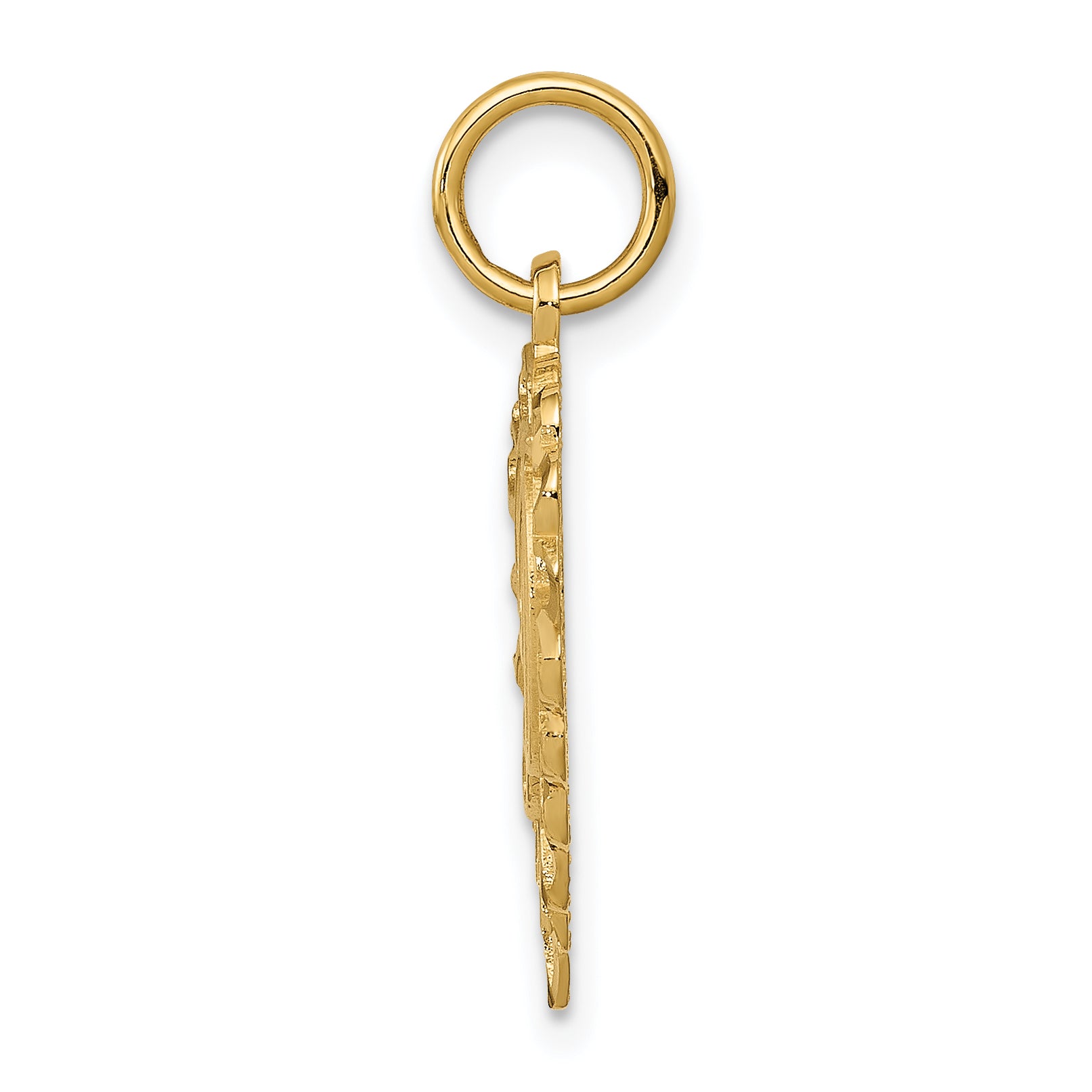 14K Gold Diamond-Cut Heart Letter D Charm in Yellow Gold Secondary image