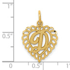 14K Gold Diamond-Cut Heart Letter D Charm in Yellow Gold