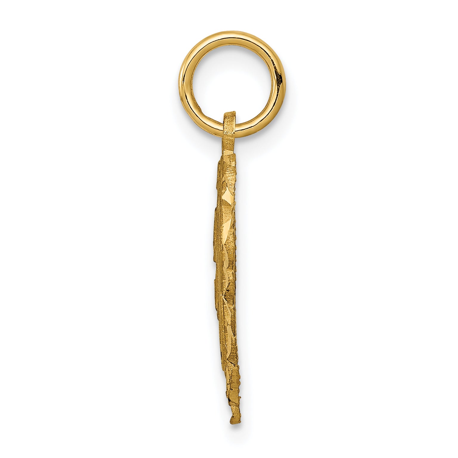 14K Gold Heart Letter E Charm with Diamond-Cut Sandblasted Finish