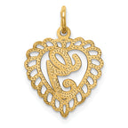 14K Gold Heart Letter G Charm with Diamond-Cut Sandblasted Finish