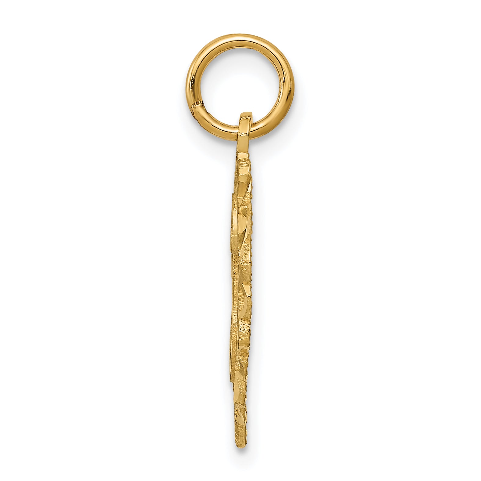 14K Gold Heart-Shaped Letter H Charm with Diamond-Cut Sandblasted Finish