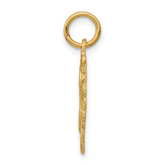 14K Gold Heart-Shaped Letter H Charm with Diamond-Cut Sandblasted Finish