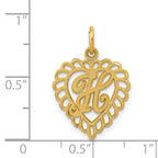 14K Gold Heart-Shaped Letter H Charm with Diamond-Cut Sandblasted Finish