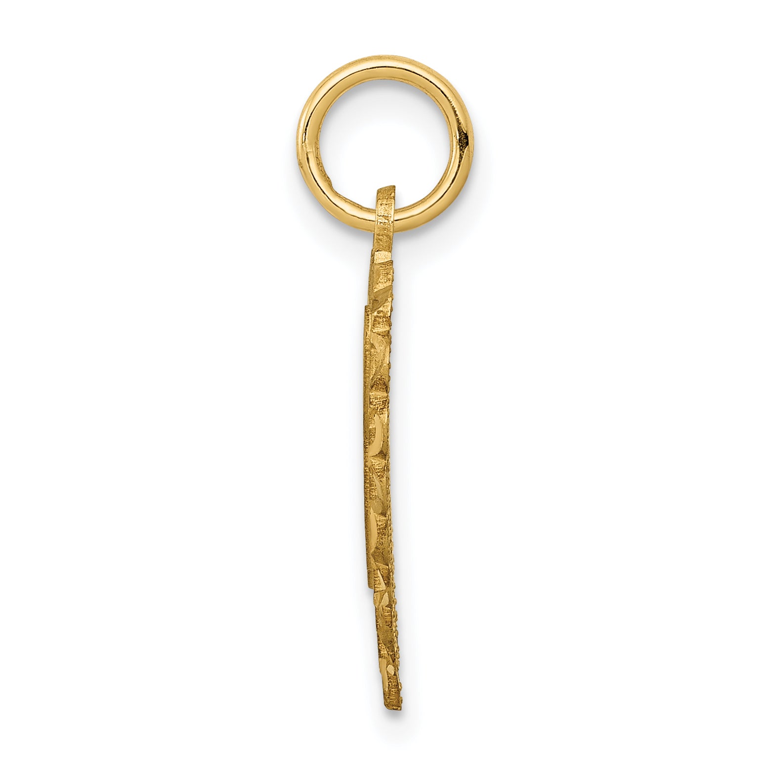 14K Gold Heart Letter L Charm with Diamond-Cut Sandblasted Finish