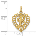 14K Gold Heart Letter L Charm with Diamond-Cut Sandblasted Finish