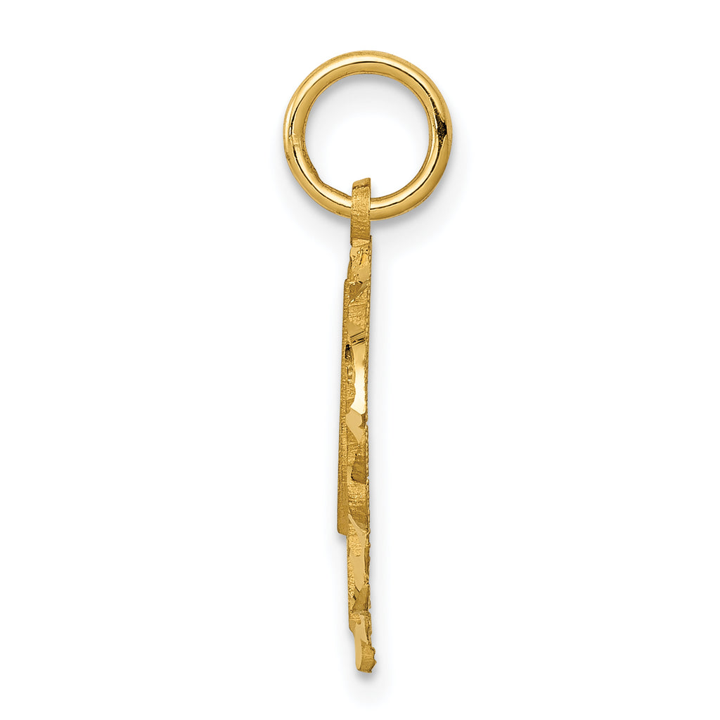 14K Gold Heart Letter M Charm with Diamond-Cut Sandblasted Finish  Elegant Gift