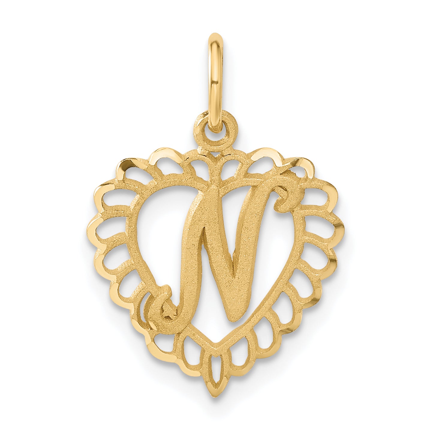 14k Heart Letter N Charm Main image