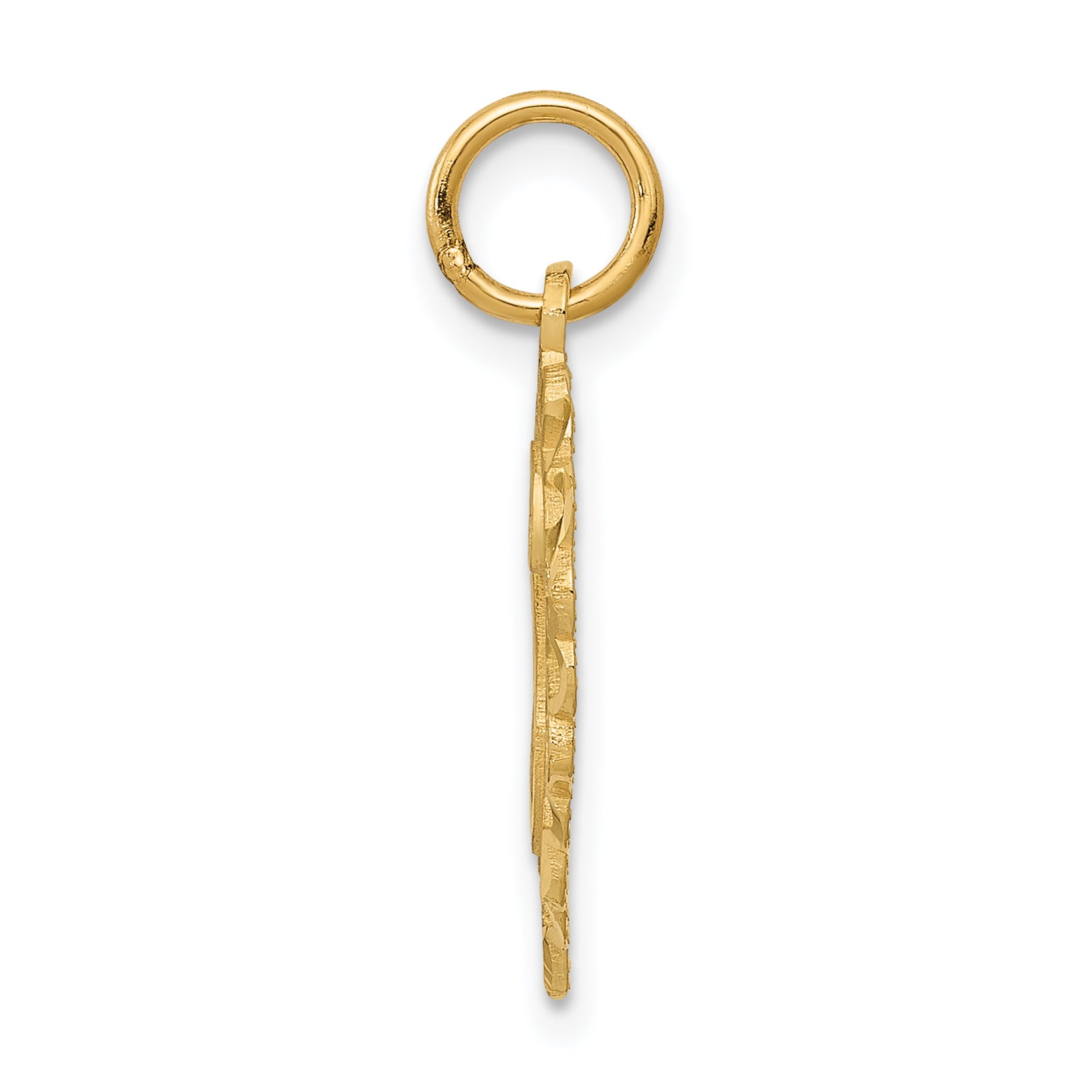14K Gold Heart Letter S Charm with Diamond-Cut Sandblasted Finish Elegant & Themed Secondary image