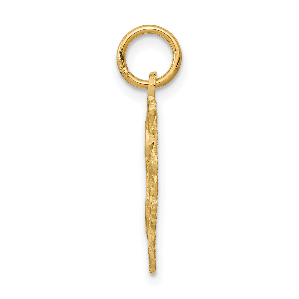 14K Gold Heart Letter S Charm with Diamond-Cut Sandblasted Finish Elegant & Themed