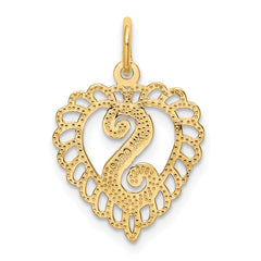 14K Gold Heart Letter S Charm with Diamond-Cut Sandblasted Finish Elegant & Themed