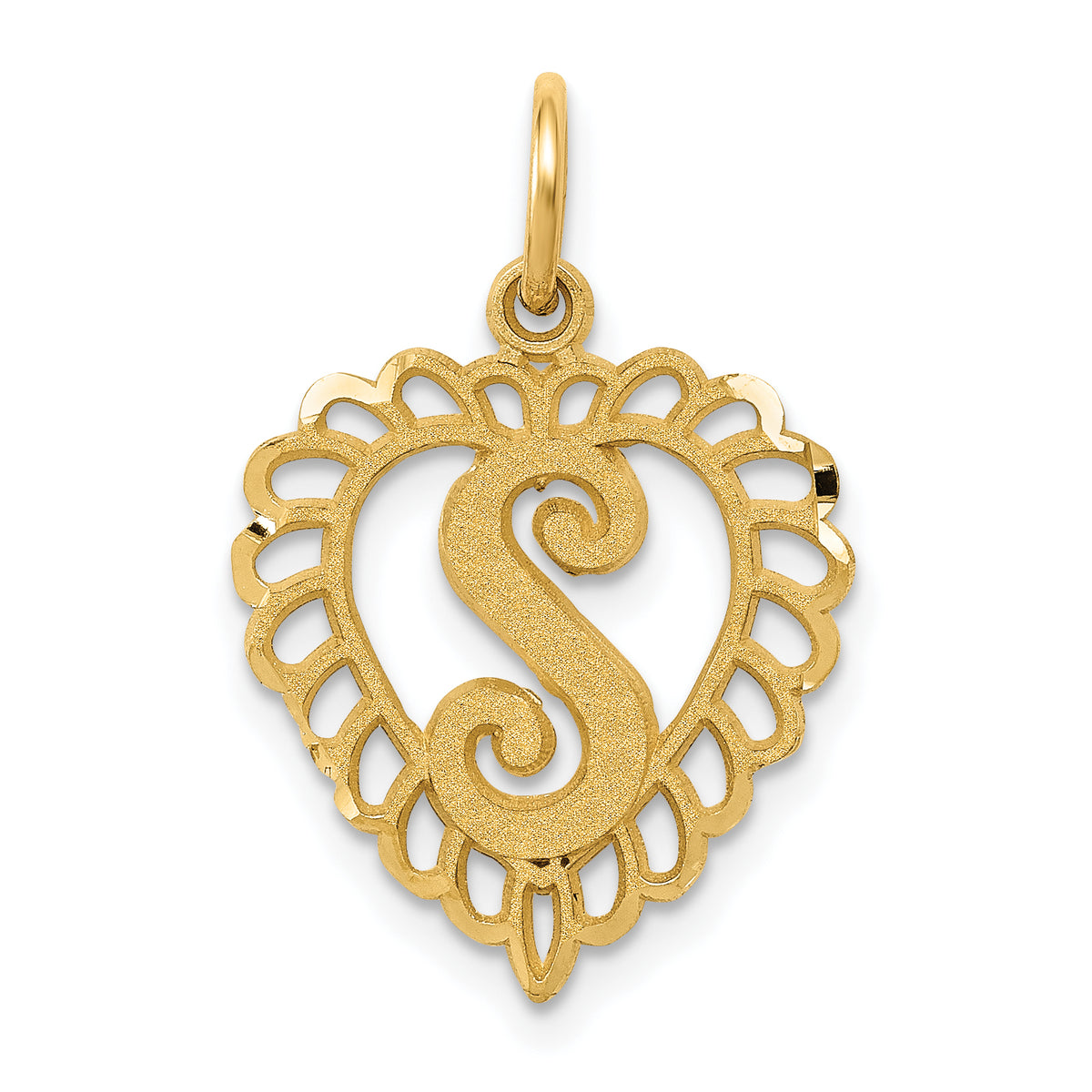 14k Heart Letter S Charm
