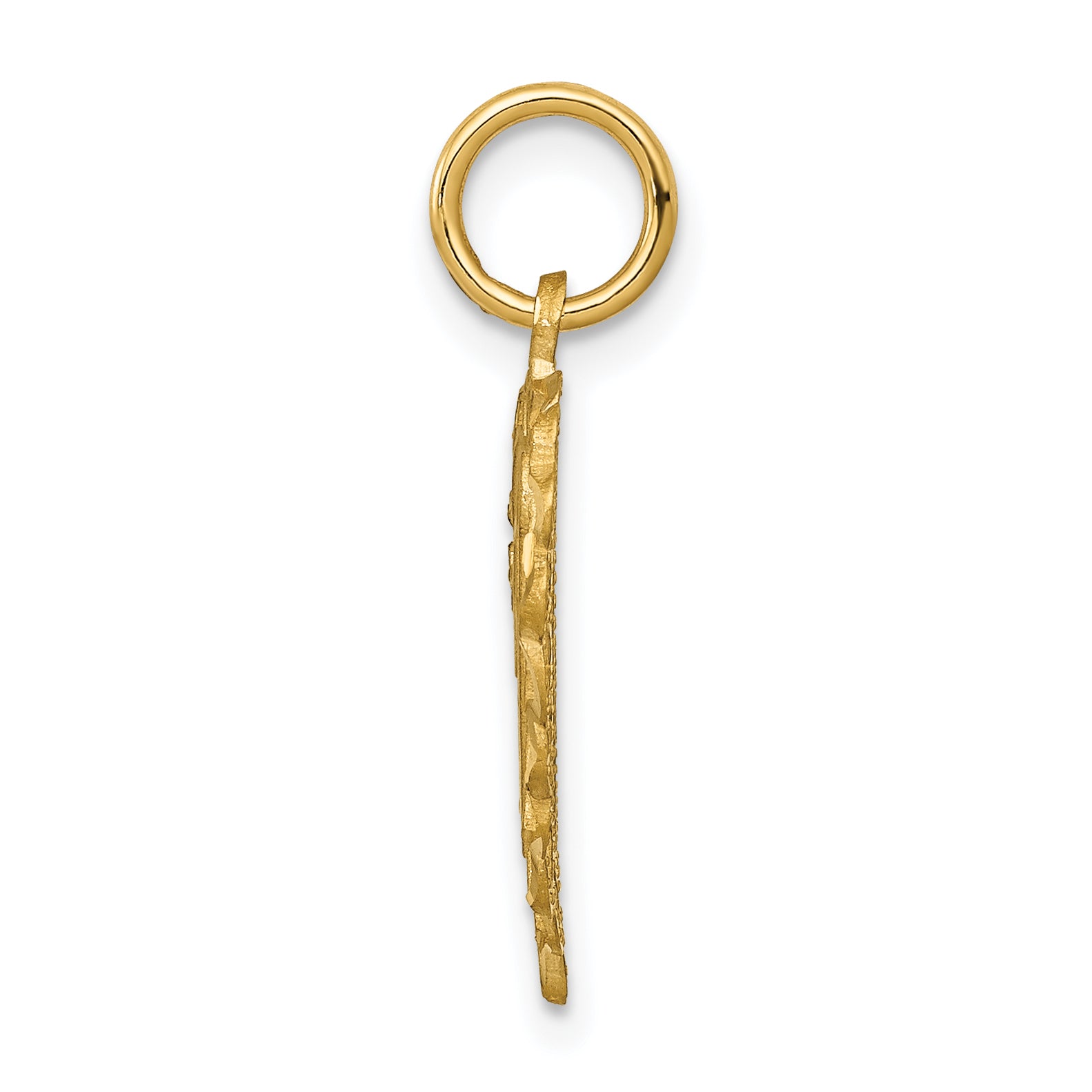 14K Gold Diamond-Cut Heart Letter V Charm with Sandblasted Finish Secondary image