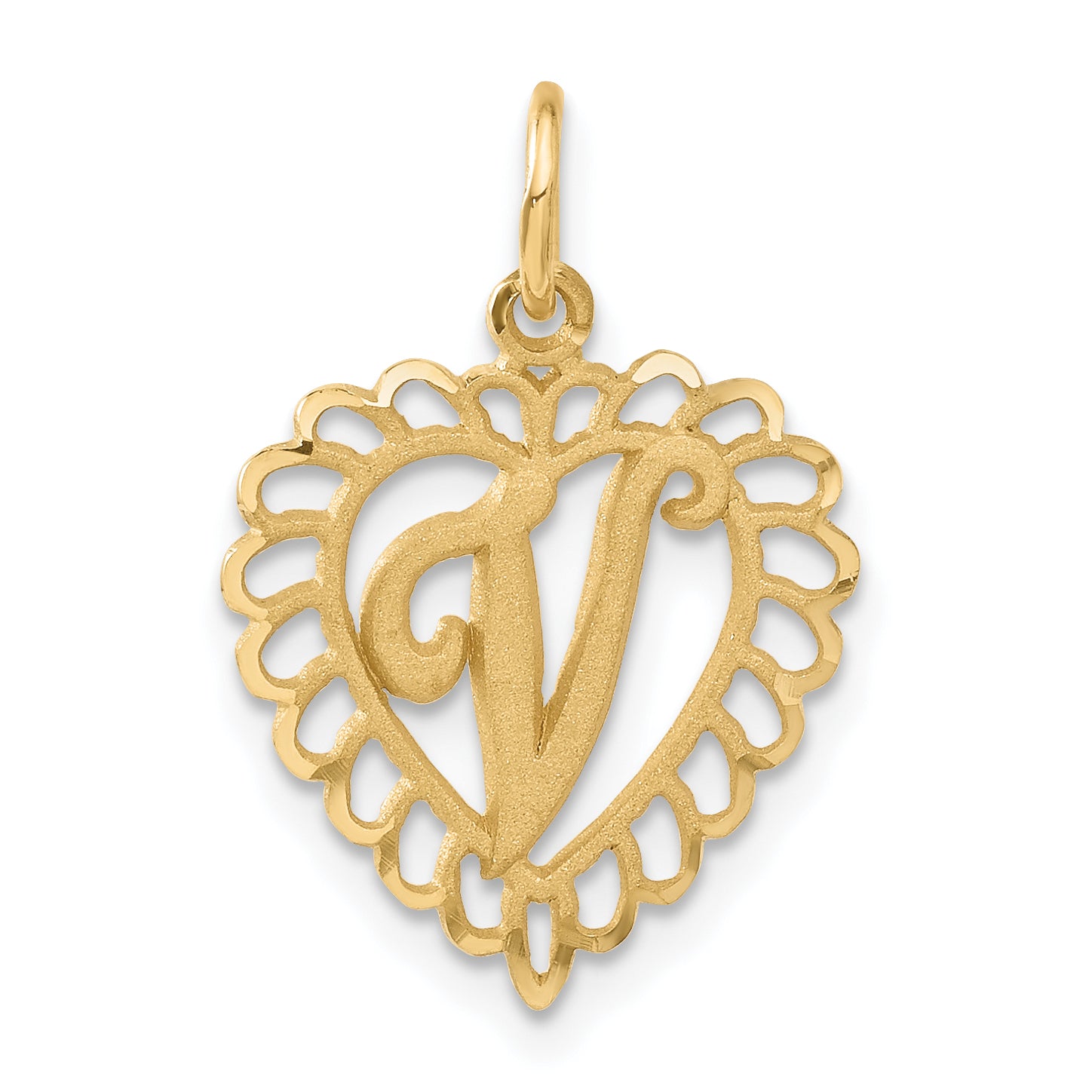 14k Heart Letter V Charm Main image