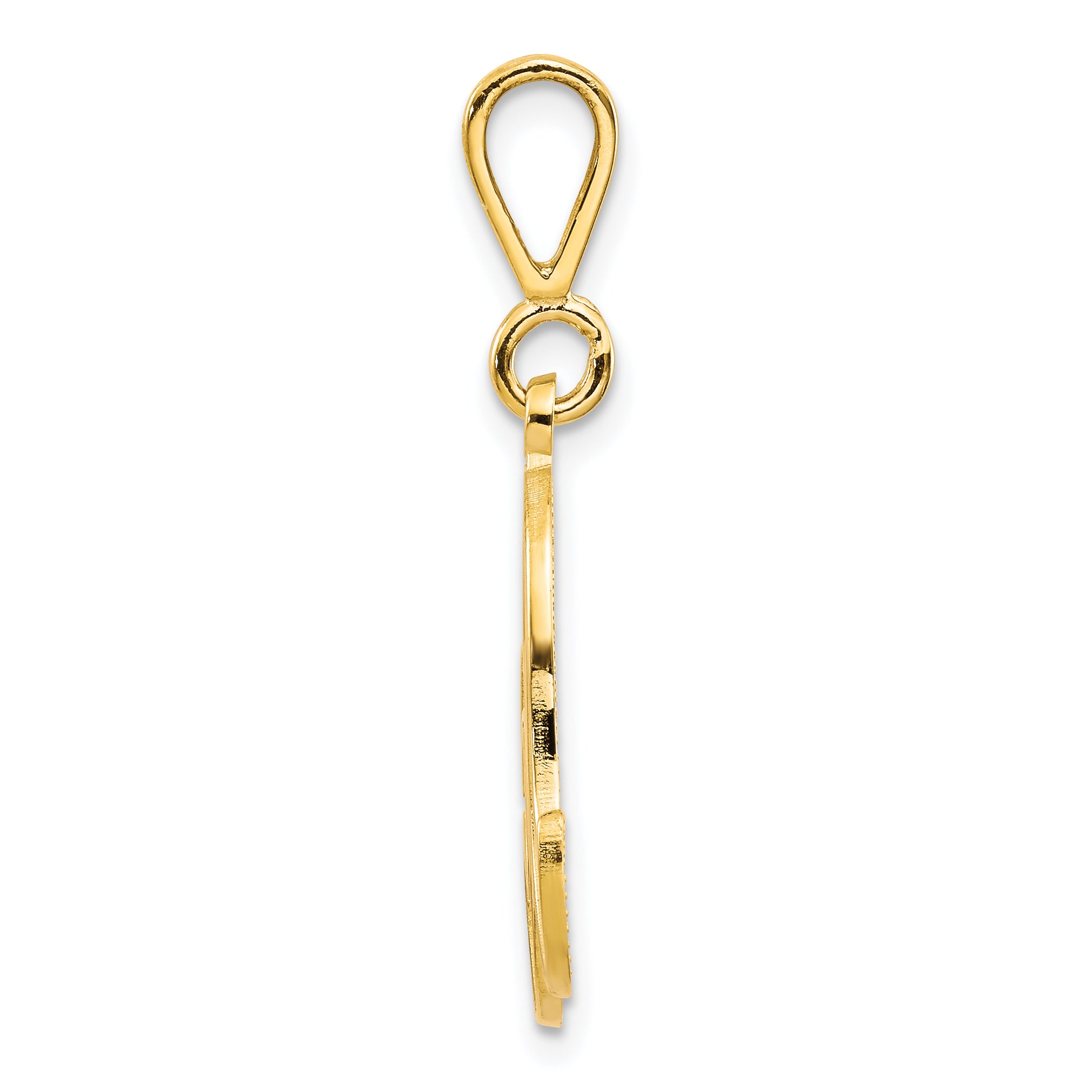 14K Gold Polished Filigree Letter A Pendant  Elegant Script Design