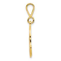 14K Gold Polished Filigree Letter A Pendant  Elegant Script Design
